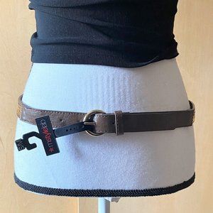 NWT Sz S/M Mstylelab Brown/Shiny Gold Chain Belt